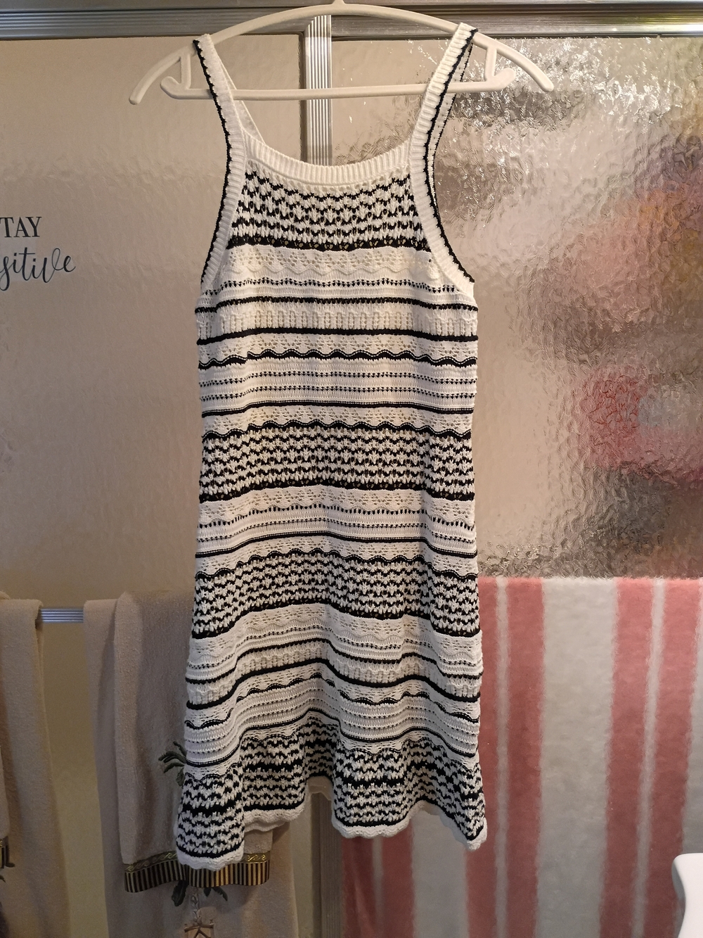 Abercrombie Kids White and Black Striped Knit Mini Dress Size 13/14